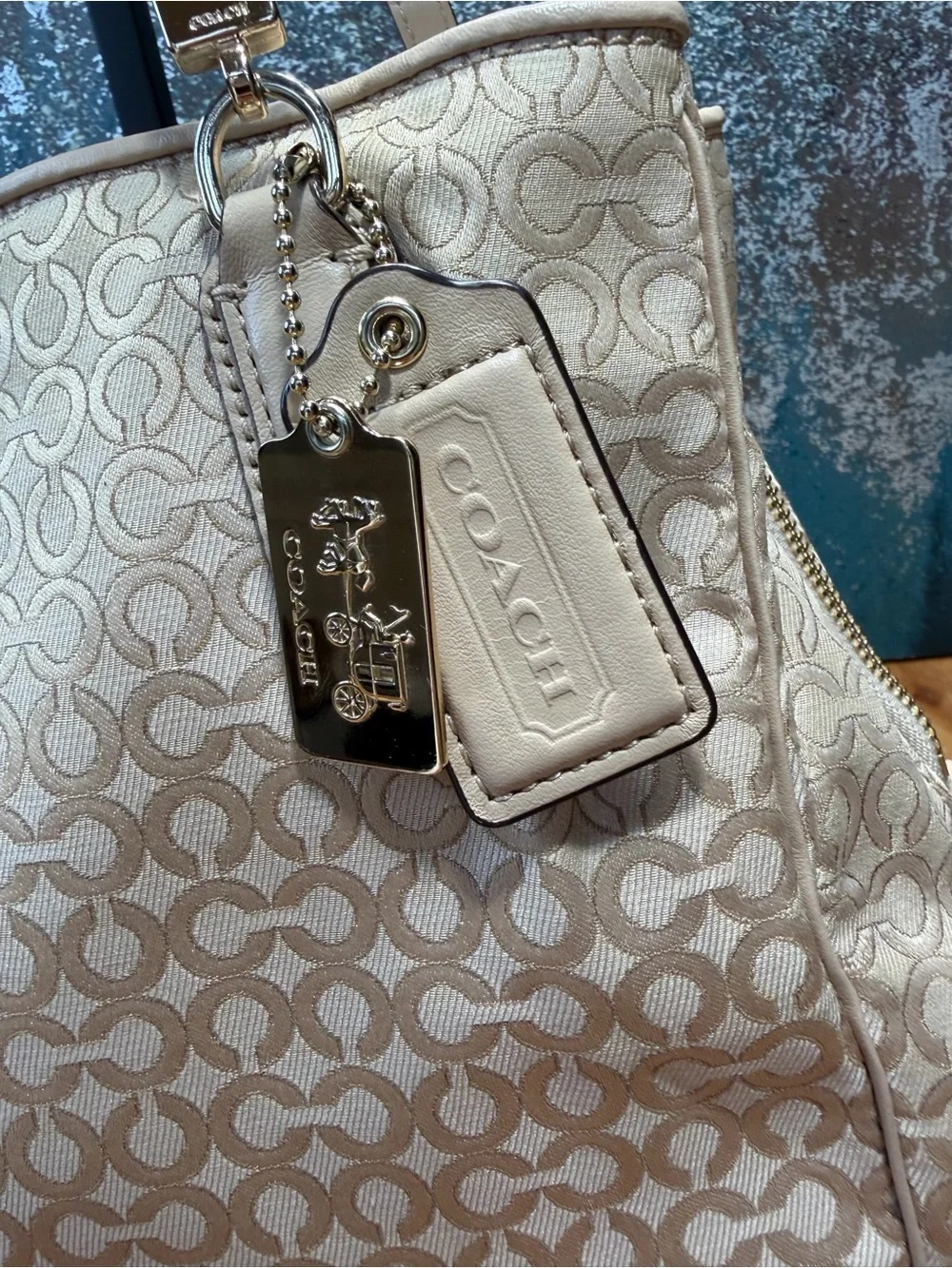 Coach 2013 Soft Glam Op Art Pearlescent Carryall Bag EUC